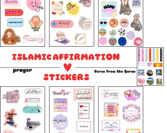 Islamic Affirmation Stickers: Quranic Verses, Planner Decals (PDF)