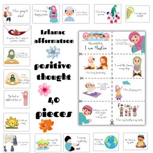 Afirmaciones islámicas para niños para imprimir, tarjetas de afirmación musulmana, pensamiento positivo, recursos para padres, descarga digital en formato PDF