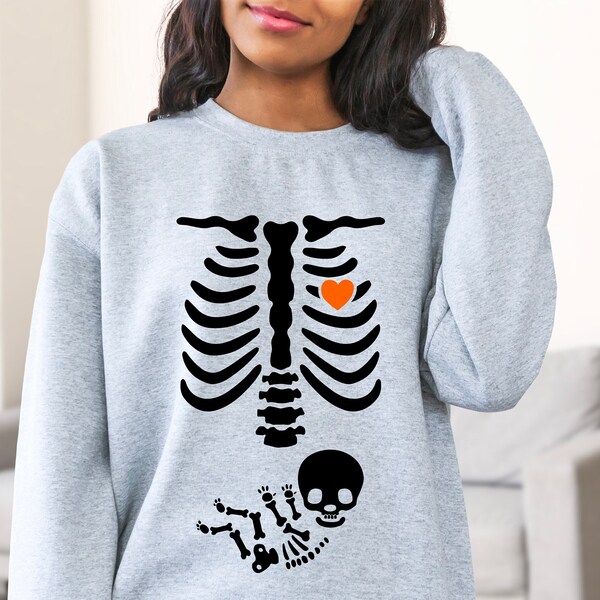 Skeleton Halloween Maternity Sweatshirt, Pregnant Women Costume, Mommy Gift, Funny Pregnancy Announcement Shirt, New Mom Sweater, Fall Shirt