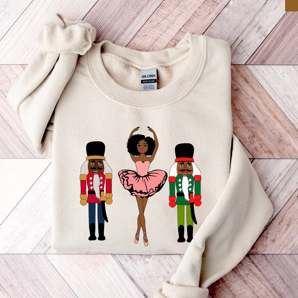 Sugar Plum Fairy Shirt, Black Nutcracker Christmas Sweatshirt, African American Christmas Shirt, Holiday Sweaters, Pink Nutcracker Gifts