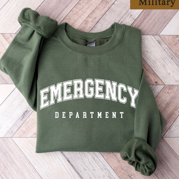 Emergency Department Crewneck Sweatshirt, ER Nurse Shirt, ER Nurse Sweatshirt, Retro Emergency Nurse Shirt, ER Nurse Gift, Rn Sweatshirt