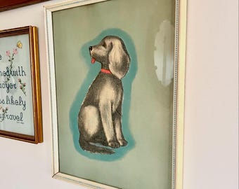 Vintage Dog Portrait Art | Chinoiserie Chic Home Decor | GrandMillennial Style | Vintage Finds, Wall Accent, Nursery Decor