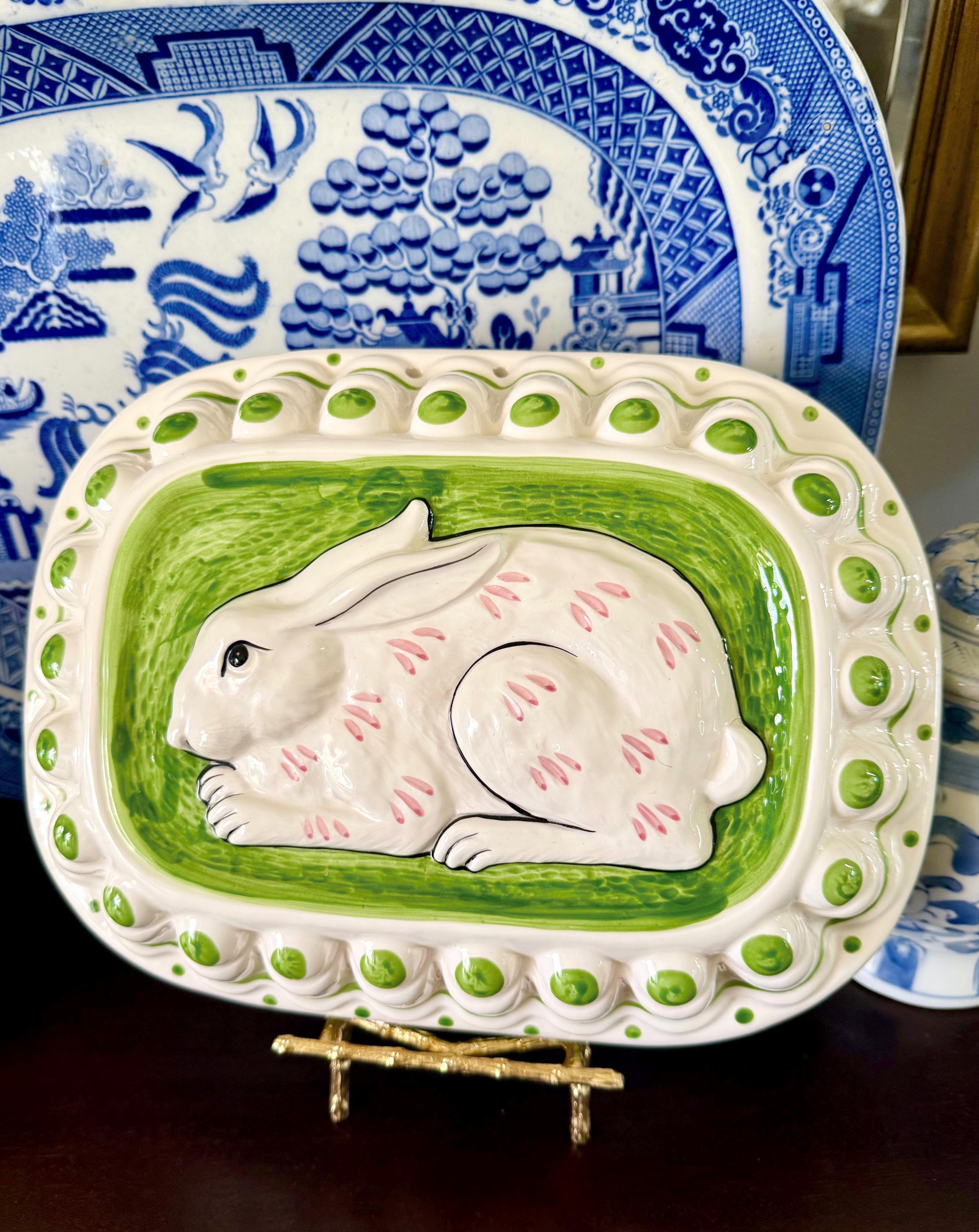 Vintage Porcelain Bunny Mold Decor | Chinoiserie Chic Home Decor | GrandMillennial Style | Vintage Finds, Wall Accent, Nursery Decor