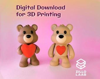 Articulated Teddy Bear STL for 3D printing: Flexi Valentine's Day Toy (Digital Download)