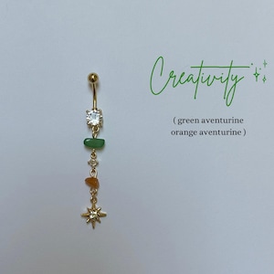 Bague de ventre avec pierres précieuses | nombril en cristal | bague en or pour nombril