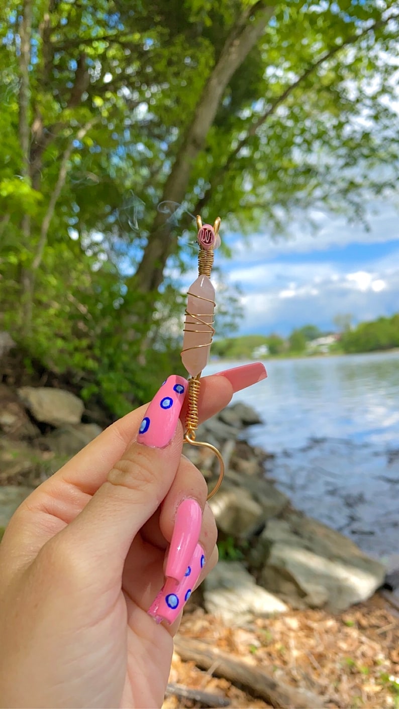 Crystal Points Cigarette Holder Smoking Accessories Rose Quartz