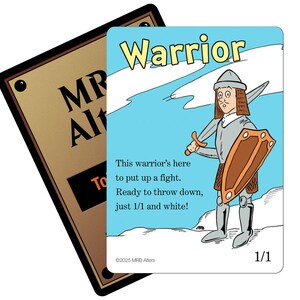 Cartas de fichas de Guerreiro Caprichoso para MTG ilustradas por MRB Alters, Foil ou Não Foil, impressas em papel cartão de qualidade premium