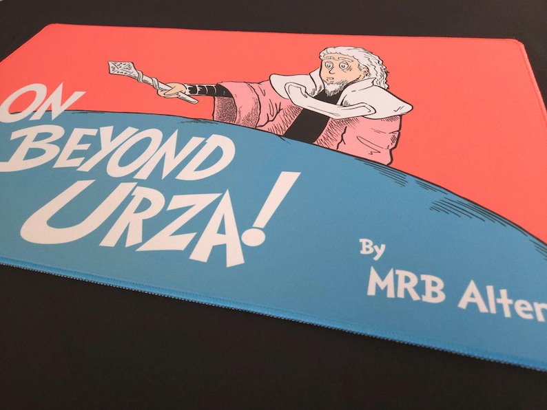 Whimsical Urza MTG Playmat 24 by 14 inch Stitched edge Premium Neoprene Desk Mat for Magic MTG Gifts and Accessories for Gamers image 1