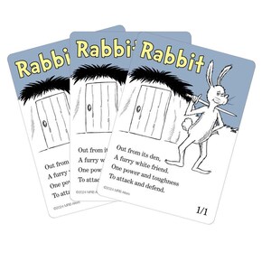 Whimsical Rabbit-tokenkaarten voor MTG, geïllustreerd door MRB Alters, gedrukt op premium karton Non-foil, 3