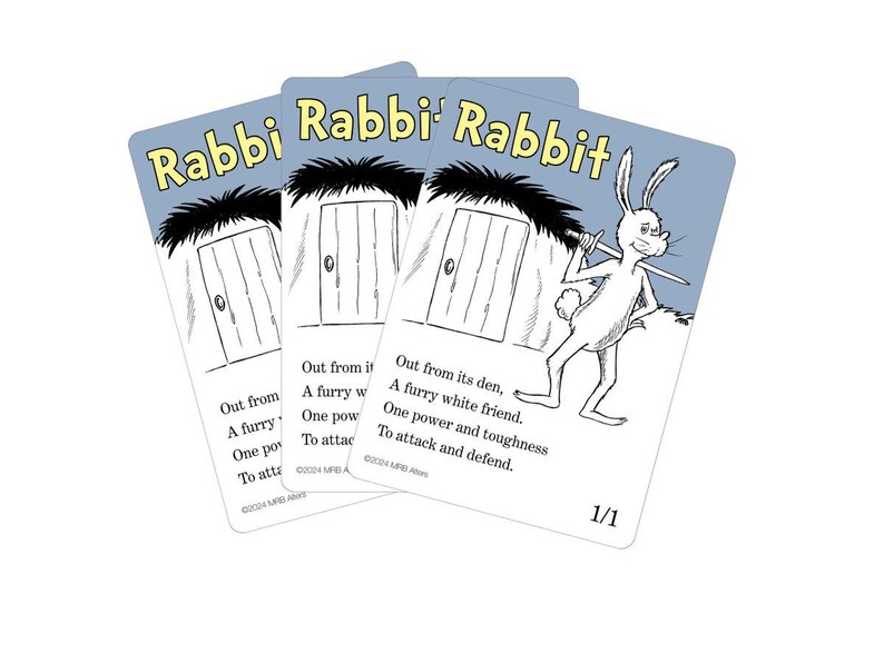 Whimsical Rabbit-tokenkaarten voor MTG, geïllustreerd door MRB Alters, gedrukt op premium karton Non-foil, 3