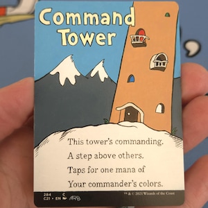 Whimsical Command Tower Hand Painted Alter by MRB Alters on an Authentic MTG Card - Not a Proxy