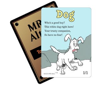 Whimsical White Dog token cards for MTG Illustrated by MRB Alters, Foil or Non-foil, Printed on premium quality cardstock