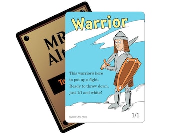 Karty żetonowe Whimsical Warrior do MTG zilustrowane przez MRB Alters, foliowane lub niefoliowane, wydrukowane na najwyższej jakości papierze