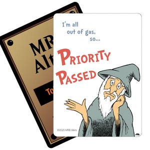 Tarjetas recordatorias de prioridad de Whimsical Pass para MTG ilustradas por MRB Alters, con o sin foil, impresas en cartulina de primera calidad.