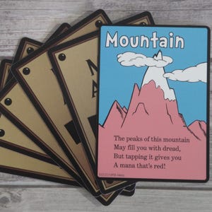 Cartas de fichas Whimsical Mountain para MTG ilustradas por MRB Alters, Foil ou Non-foil, impressas em papel cartão de qualidade premium