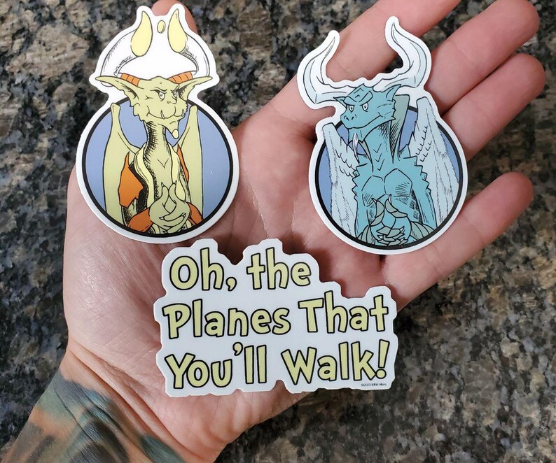 Oh, the Planes That You'll Walk Whimsical Vinyl sticker for deck boxes, card binders, water bottles. High quality premium vinyl! image 3