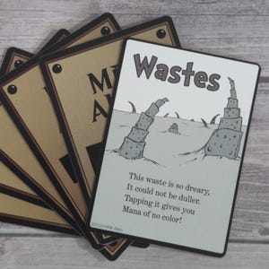 Cartas de fichas Whimsical Wastes para MTG ilustradas por MRB Alters, impressas em papel cartão de qualidade premium