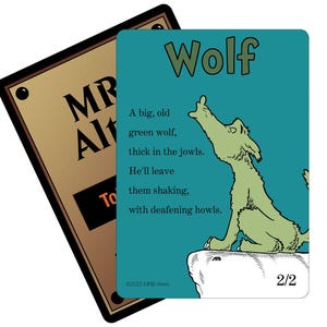 Cartas de fichas de lobo caprichoso para MTG ilustradas por MRB Alters, com ou sem foil, impressas em papel cartão de qualidade premium