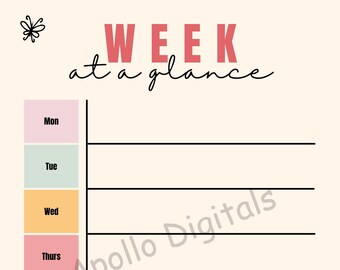 Digital Planner, Weekly Planner, Undated Goodnotes Planner, Digital Download, Online Prtinable, Online Weekly Planner