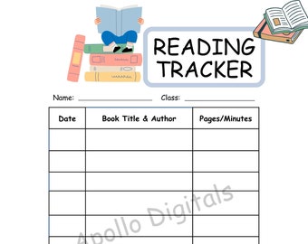 Reading Tracker Activity - School Worksheet - School Reading - Schoolwork - Digital Download - Classroom Printable - English Class