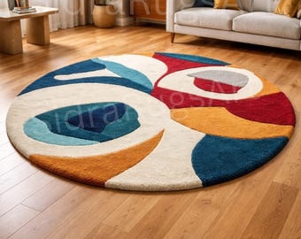 Abstract Wavy Rug Irregular Shape Mid-Century Modern Tufted Area Carpet for Living Room