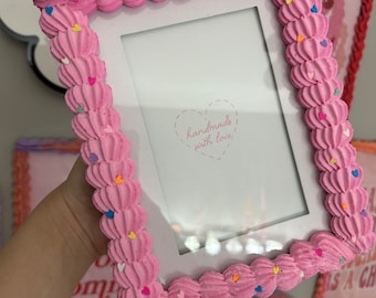 Fake Cake Photo Frame Pink with colorful heart sprinkles 4x6 / 5x7 / 8x10 / 8.5x11