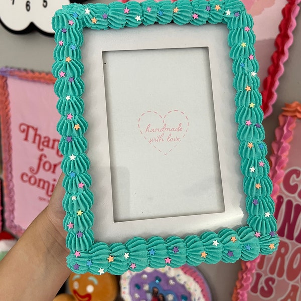 Fake Cake Photo Frame Mint with star sprinkles and glitter 4x6 / 5x7 / 8x10