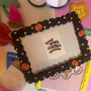 Fake Cake Photo Frame Black Halloween theme sprinkles candy corns and pumpkins 4x6 / 5x7 / 8x10 / 8.5x11
