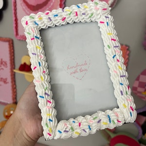 Fake Cake Photo Frame White with colorful sprinkles  4x6 / 5x7 / 8x10