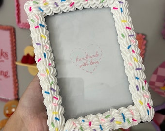 Fake Cake Photo Frame White with colorful sprinkles  4x6 / 5x7 / 8x10