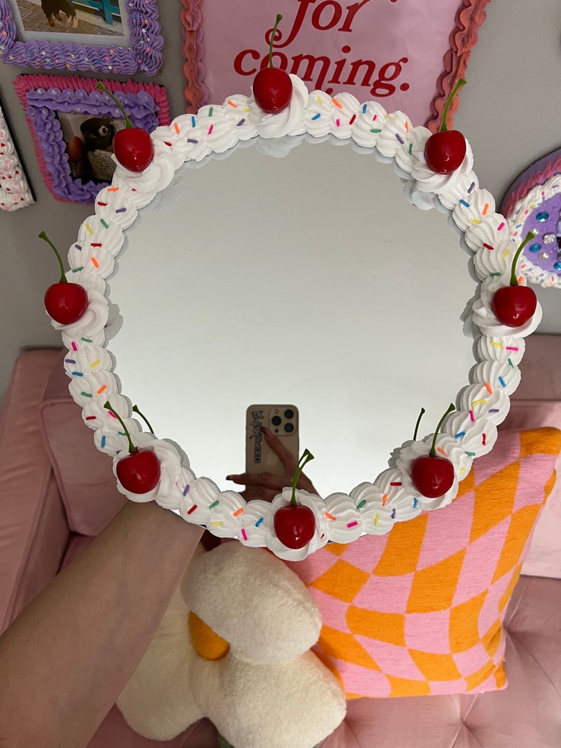 Circle Mirror with sprinkles and cherries image 1
