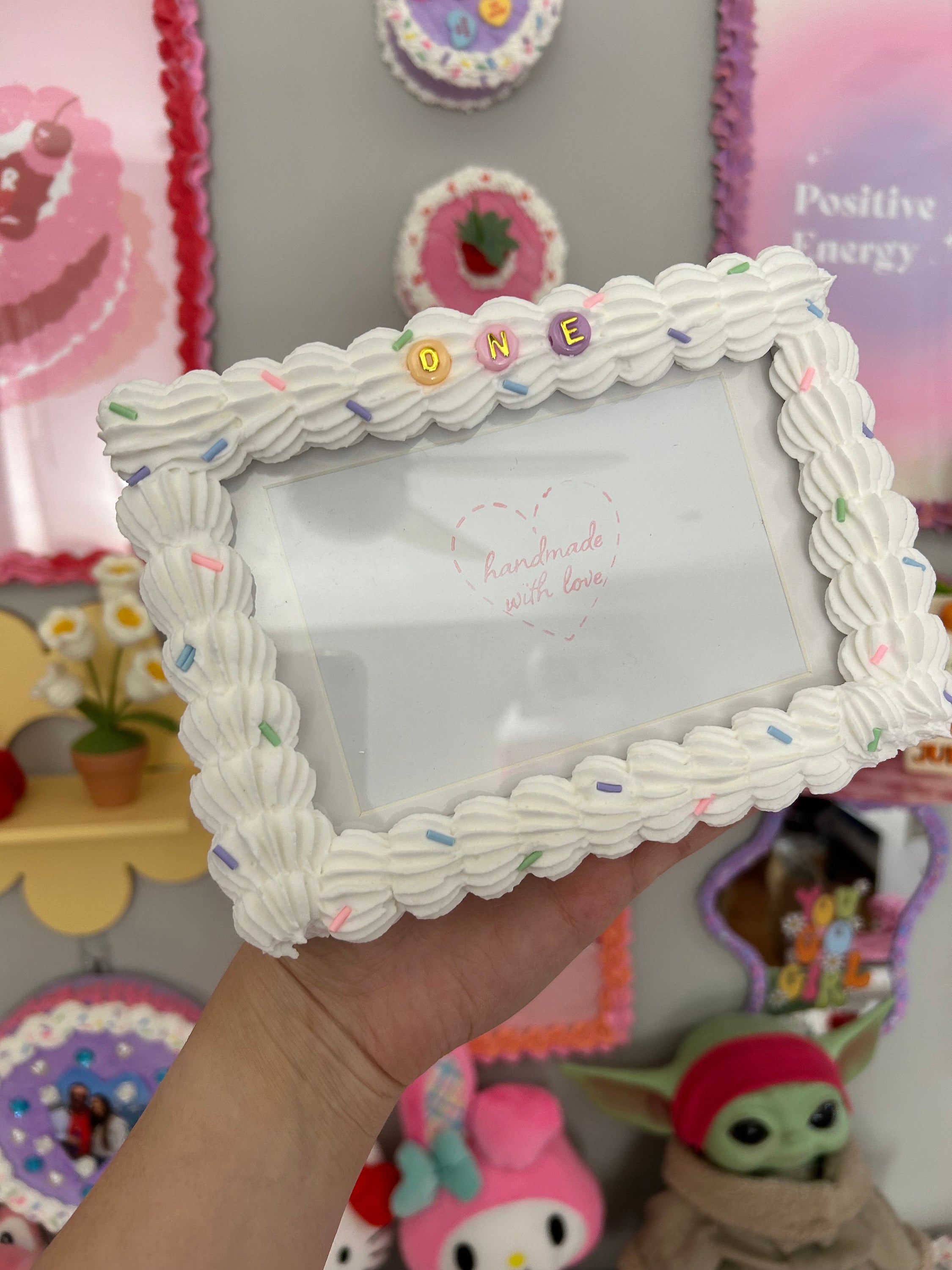 Fake Cake Photo Frame White and Pastel Sprinkles With Cherries on Top ...