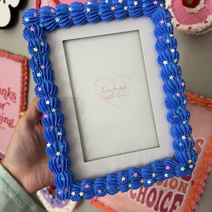Fake Cake Photo Frame Blue with star sprinkles and glitter 4x6 / 5x7 / 8x10 / 8.5x11