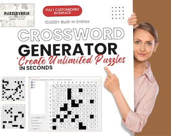 Generador de crucigramas profesional / Creador de crucigramas profesional / Crea crucigramas imprimibles y editables en Word / Licencia de por vida + Uso comercial