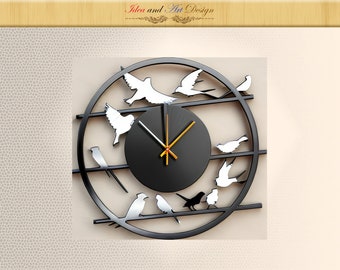 Wall clock, interior decor, decorative clock, plexiglass clock, laser cutting, laser engraving, UV printing and coloring, digital designs.