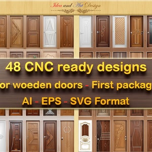 CNC Designs for Wooden Doors, Door Outline Cut File, Door clipart, CNC Cutting, Laser Cutting, Eps, AI, Svg Format.