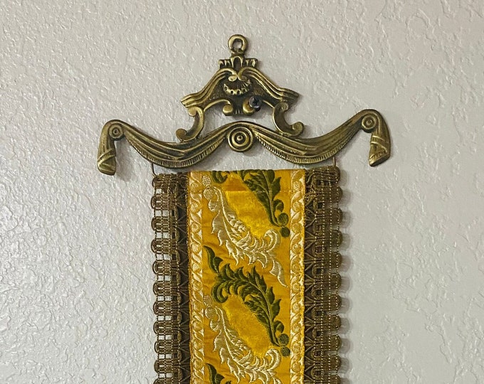 Antique Hand Embroidered Tapestry Corona River Co.- Art Deco in French Embroidery and Brass/Metal Korean Hardware