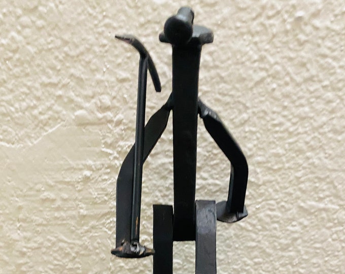 Unique Miner theme Artwork, using materials recovered from railway lines: "The Railroad Spike Miner" Free Shipping