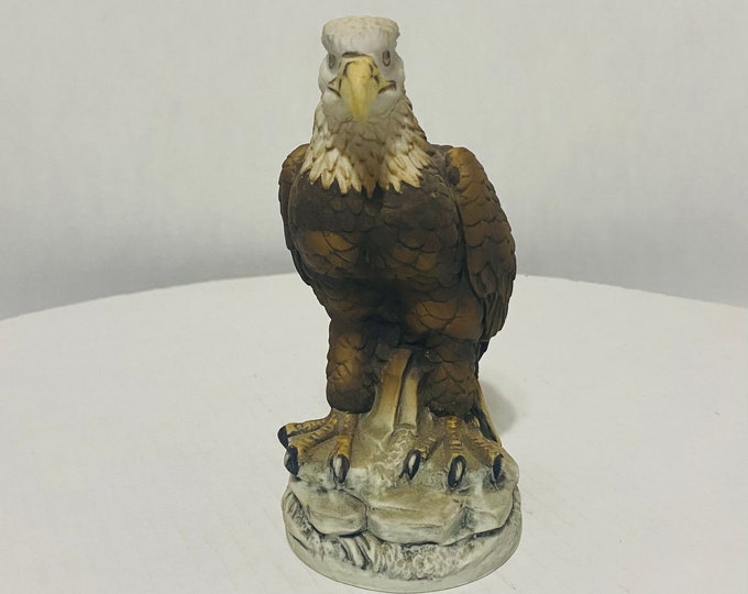 Vintage Porcelain Bird Statue by Sadek 7" Tall - Bald Eagle Figurine by Andrea - Free Shipping