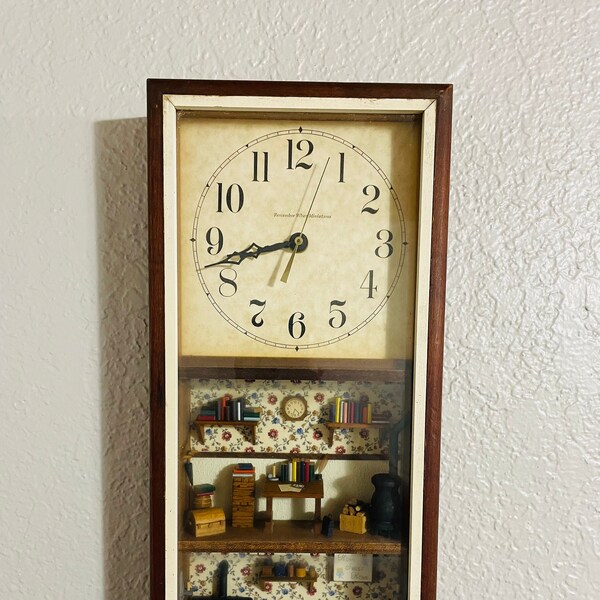 Vintage Remember When Miniatures DIORAMA Clock by Tom Crets USA 3-D 1/2" Scale.