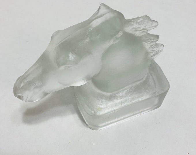 Beautiful Antique Germany Goebel Molded and Pressed Glass Horsehead Sculpture