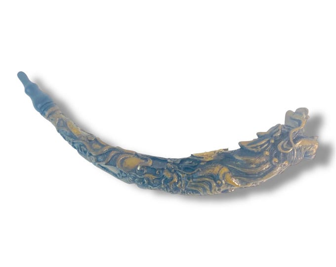Antique Carved Dragon Pipe: Chinese Mixed Media, circa 1900 (10 inch)