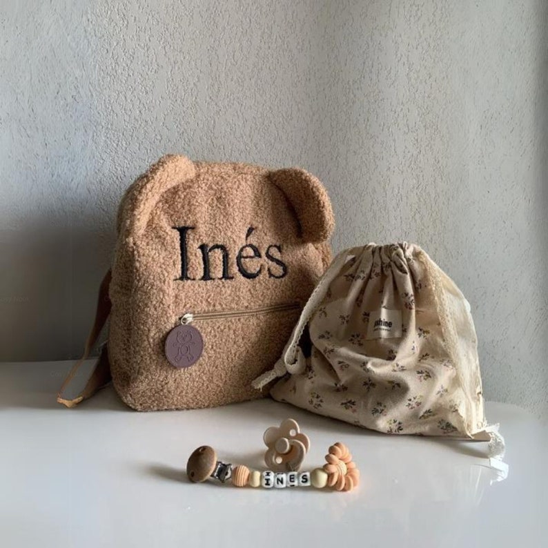 Personalisierte Teddybär Rucksack Tasche Teddybär Tasche für Kinder Tier Rucksack Tasche Name Initial Bär Tasche Süße Tasche für Kinder Individuell Bild 5