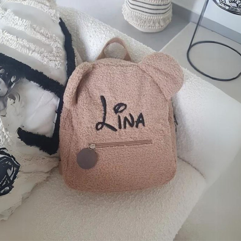 Personalisierte Teddybär Rucksack Tasche Teddybär Tasche für Kinder Tier Rucksack Tasche Name Initial Bär Tasche Süße Tasche für Kinder Individuell Bild 6