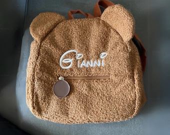 Personalisierte Teddybär Rucksack Tasche • Teddybär Tasche für Kinder • Tier Rucksack Tasche • Name Initial Bär Tasche • Süße Tasche für Kinder • Individuell