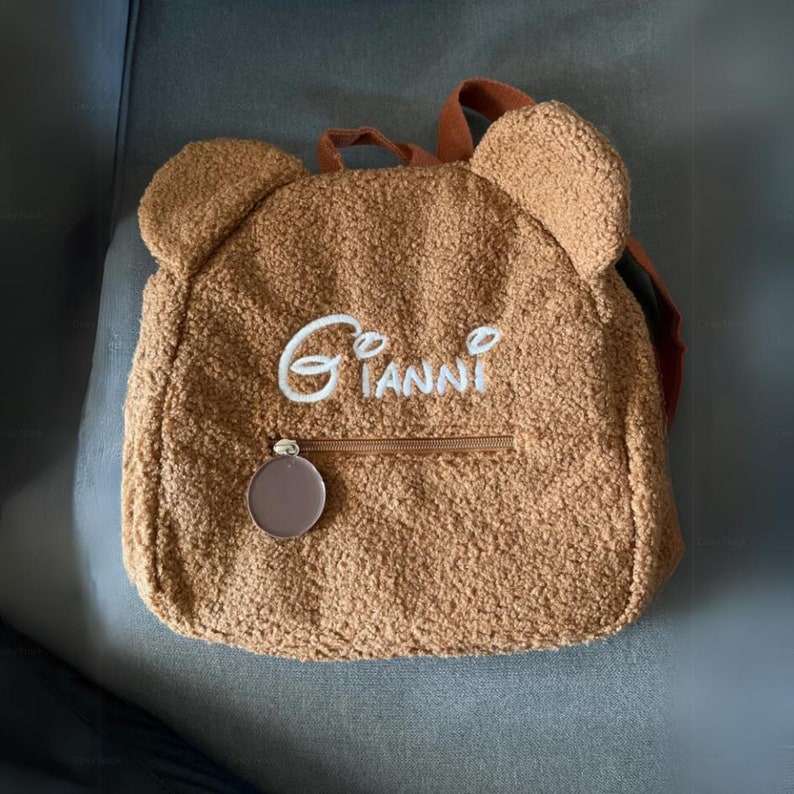 Personalisierte Teddybär Rucksack Tasche Teddybär Tasche für Kinder Tier Rucksack Tasche Name Initial Bär Tasche Süße Tasche für Kinder Individuell Bild 2