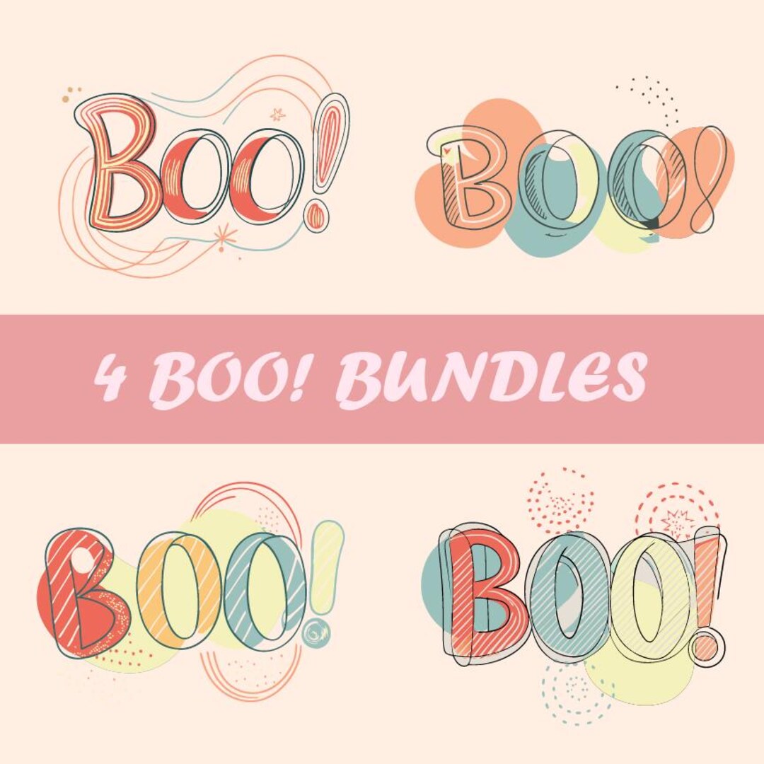 4 Boo! Bundles - Spooky Halloween PNG Digital Art Set for DIY Crafts, T ...
