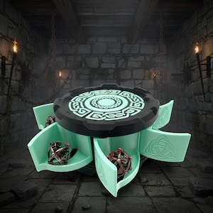 Celtic Stackable Mechanical 7-Door Dice Box | 3D Printed D&D Vault