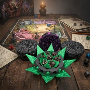 Mechanical Tilting Doors Dice Box | 3D Printed 7-Dice Dramatic Vault