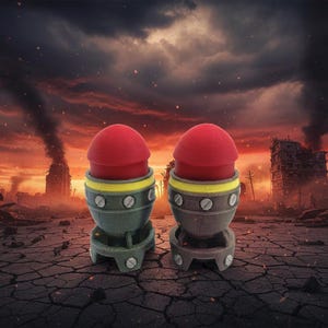 Mini Nuke Fidget Clicker – Tiny Atomic Bomb Button Toy with Satisfying Mechanical Click | Doomsday Stress Relief Gadget & Desk Toy